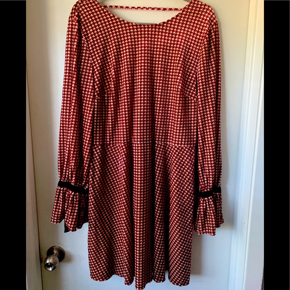 Red Houndstooth baby doll mini